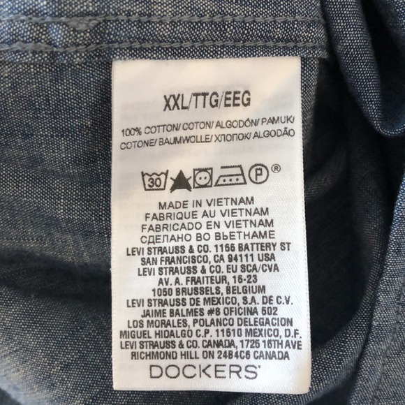 NWT Dockers Denim Chambray Long Sleeve Button Up Shirt Sz XXL - Picture 8 of 12